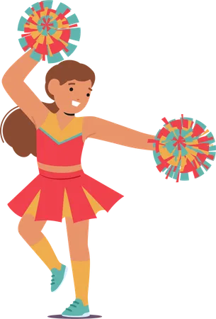 Délicieuse fille de pom-pom girl mignonne avec un sourire radieux  Illustration