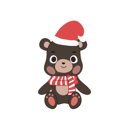 Charming christmas black bear  Illustration