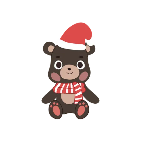 Charming christmas black bear  Illustration