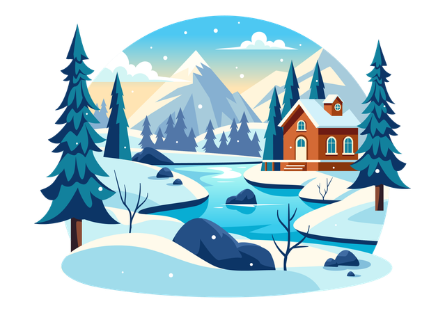 Charming Winter Village  Illustration