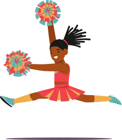 Charming Young Cheerleader Adorned In A Vibrant Uniform Radiates Joy With Her Infectious Smile And Spirited Movements Embodying The Essence Of Youthful Exuberance And Innocence Vector Illustration Illustration