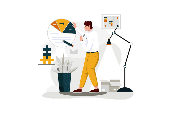 Chart analysis by businessman  Illustration