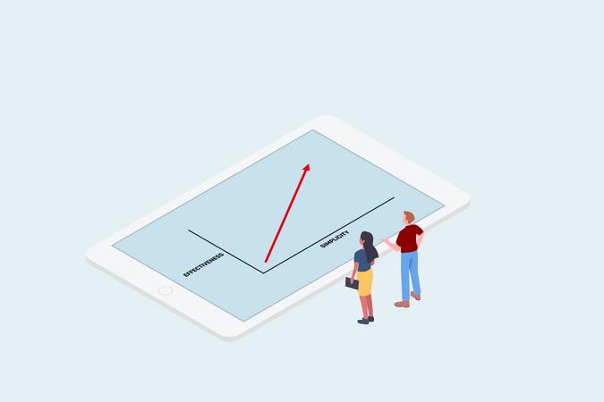 Chart of increasing Working simplicity and effectiveness  Illustration