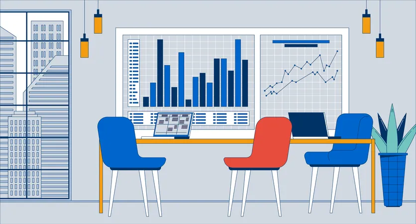 Chart whiteboard conference room empty  Illustration