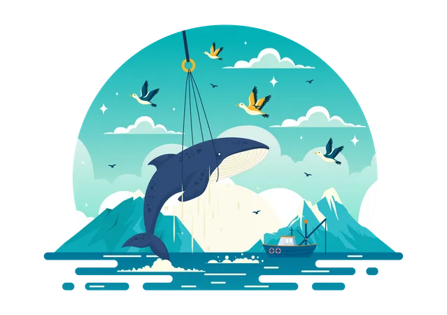 Chasse à la baleine  Illustration