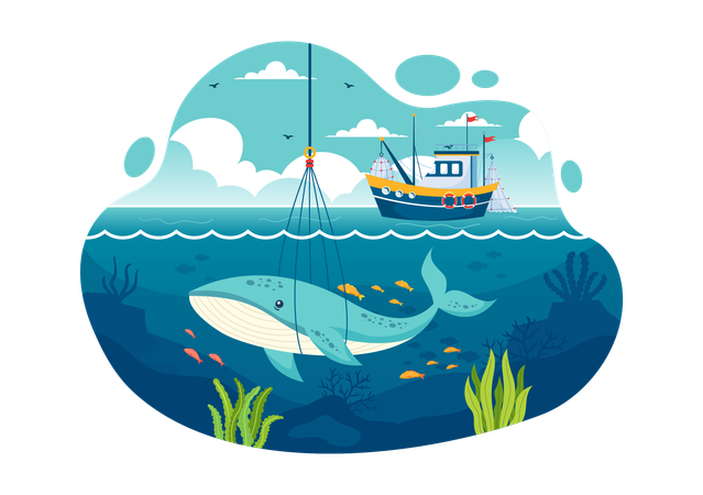 Chasse à la baleine  Illustration