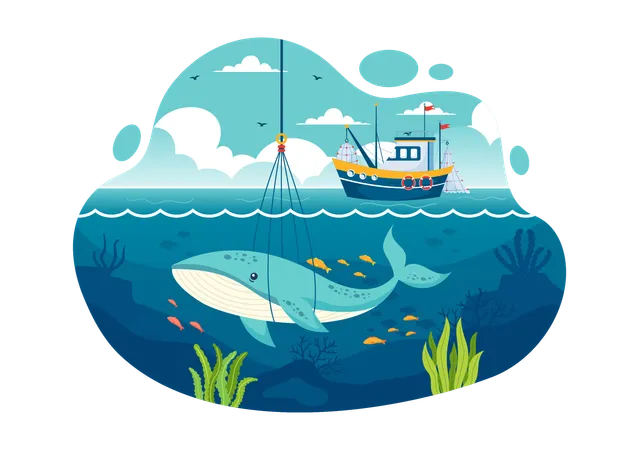 Chasse à la baleine  Illustration