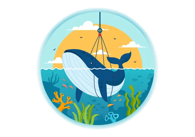 Chasse à la baleine  Illustration