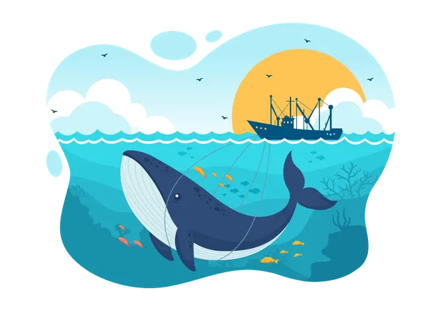 Chasse à la baleine  Illustration