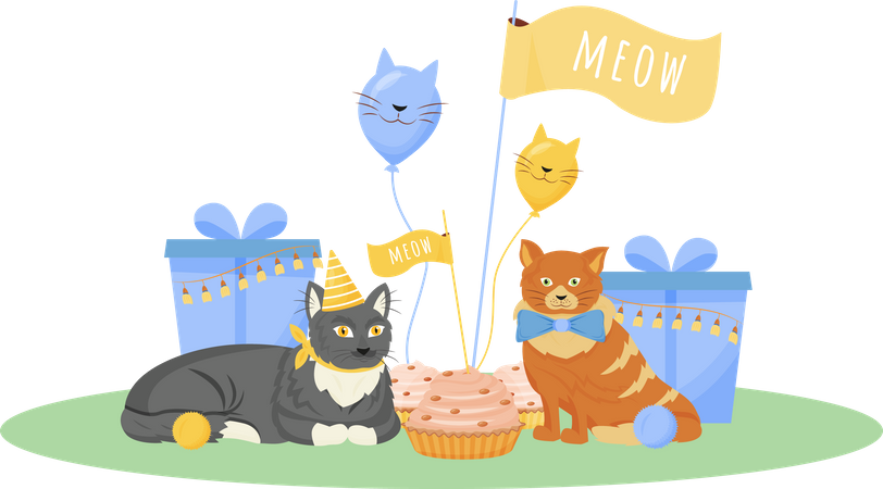 Anniversaire de chat  Illustration