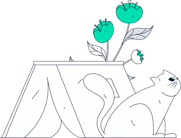 Chat assis à côté d'un livre  Illustration