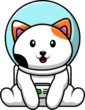 Chat Astronaute Assis  Illustration