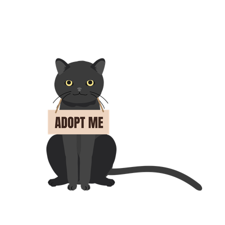 Chat avec collier « Adoptez-moi »  Illustration