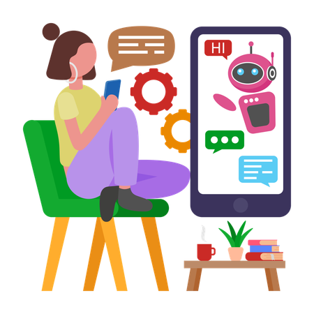 Chat Bot Interaction  Illustration
