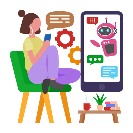 Chat Bot Interaction  Illustration