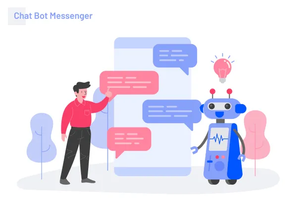 Concepto De Ilustracion De Chat Bot Messenger Concepto De Diseno Plano Moderno De Diseno De Paginas Web Para Sitios Web Y Sitios Web Moviles Ilustracion Vectorial Ilustración