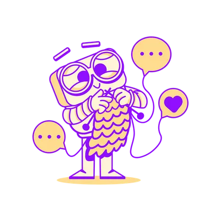 Chat bot weaving clothes  Illustration