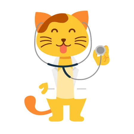 Chat comme médecin pour animaux de compagnie  Illustration