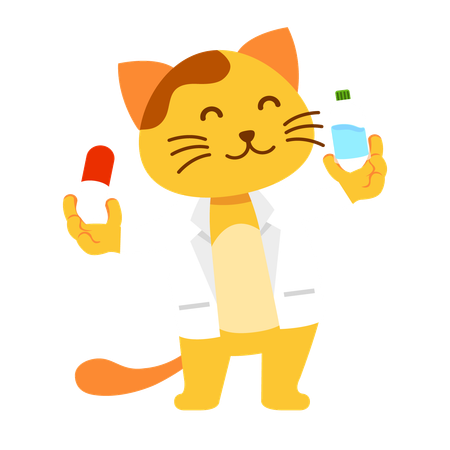 Chat comme médecin pour animaux de compagnie  Illustration