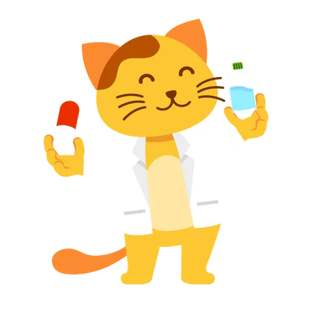 Chat comme médecin pour animaux de compagnie  Illustration