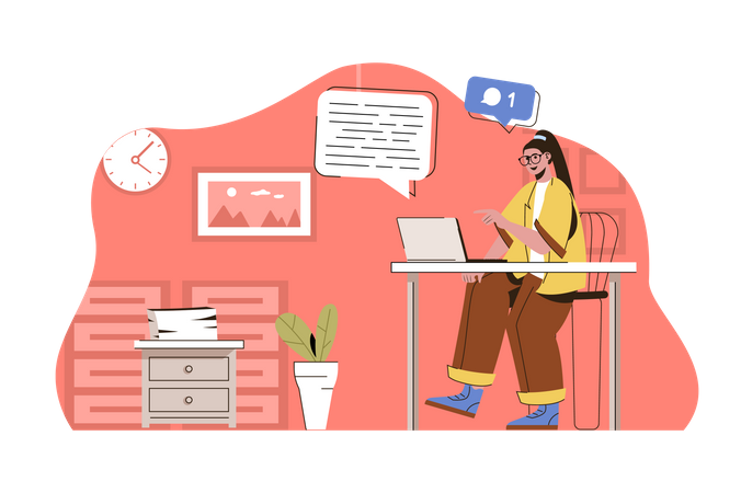 Chat customer support from home Illustration