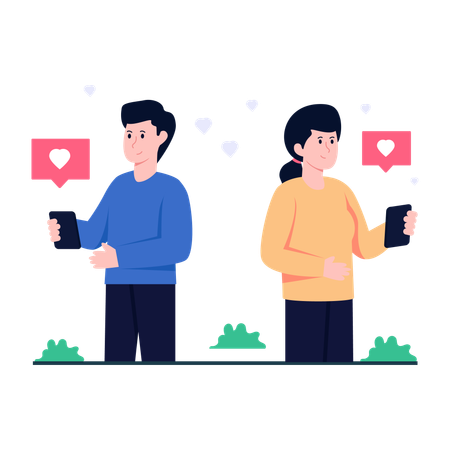 Chat d'amour mobile  Illustration