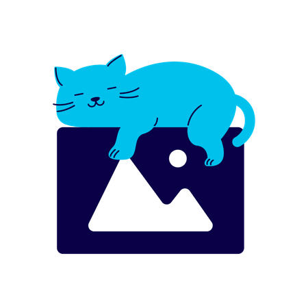 Chat endormi sur l'image  Illustration