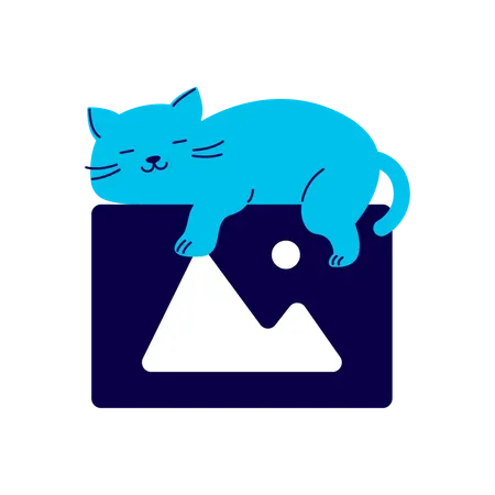 Chat endormi sur l'image  Illustration