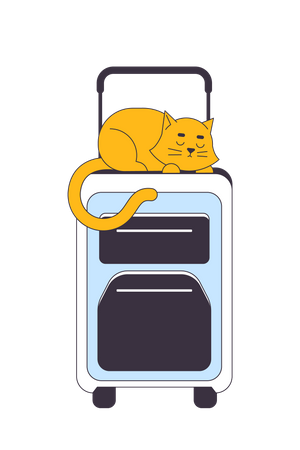 Chat dormant sur une valise  Illustration