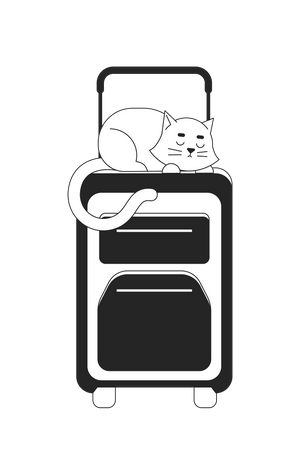 Chat dormant sur une valise  Illustration