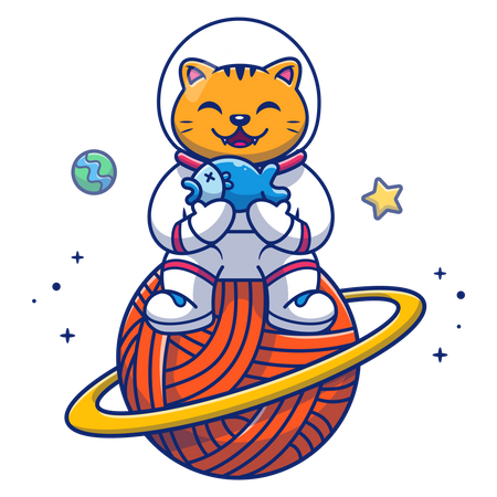 Chat en combinaison spatiale  Illustration