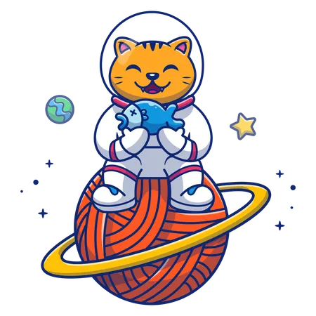 Chat en combinaison spatiale  Illustration