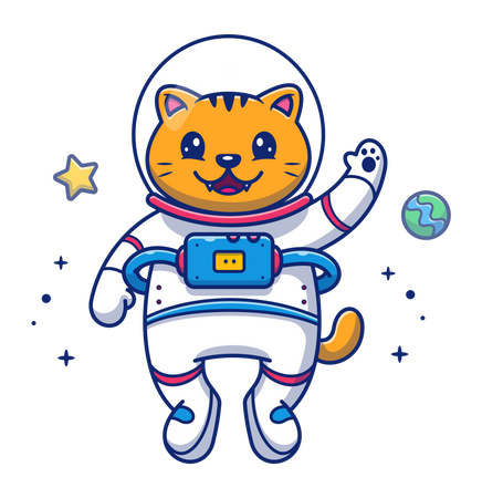 Chat faisant un voyage dans l'espace  Illustration