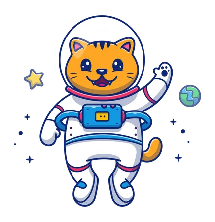 Chat faisant un voyage dans l'espace  Illustration