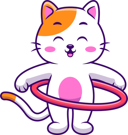 Chat jouant au hulahoop  Illustration