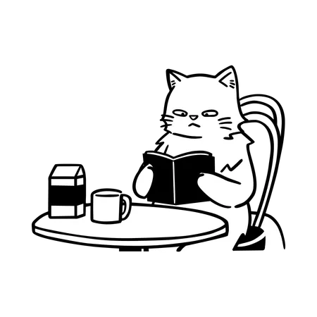 Un chat joueur savoure un café au café  Illustration