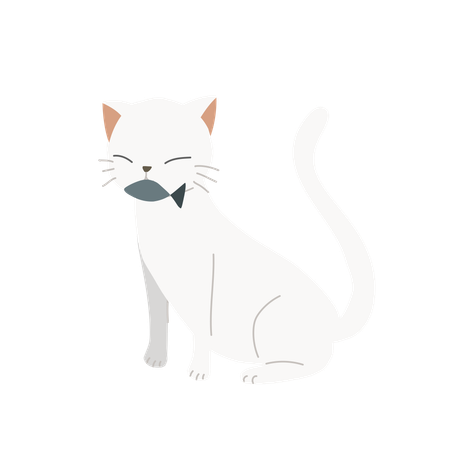 Chat mignon tenant un poisson dans sa bouche  Illustration