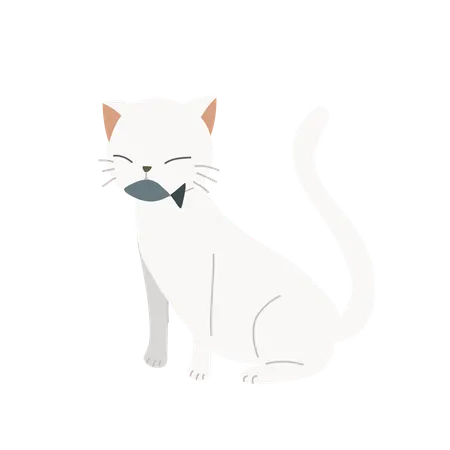 Chat mignon tenant un poisson dans sa bouche  Illustration