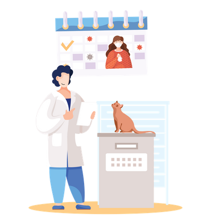 Chat recevant un traitement à la clinique vétérinaire  Illustration