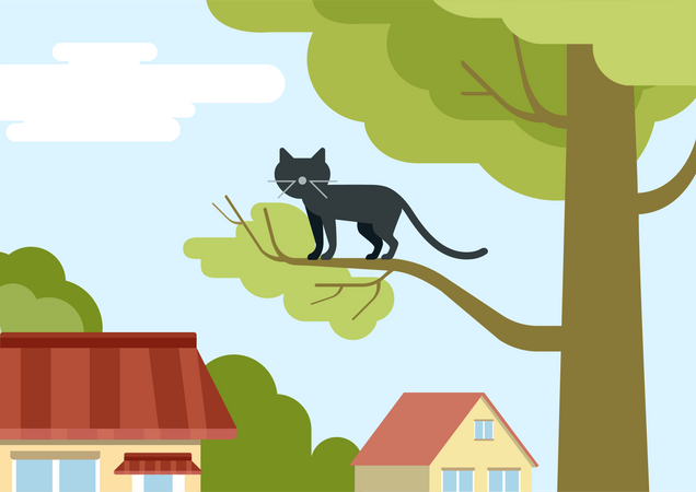 Chat sur un arbre  Illustration