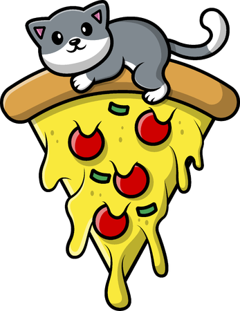 Chat sur une tranche de pizza  Illustration