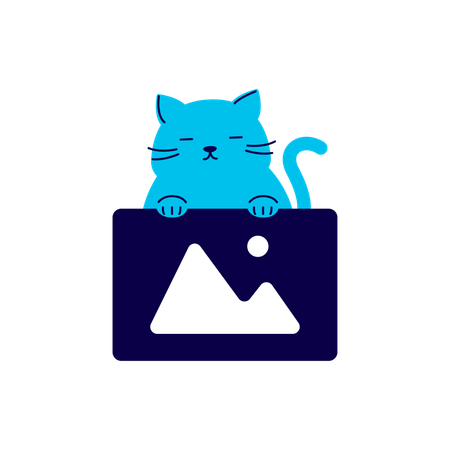 Chat tenant une image vue d'en haut  Illustration