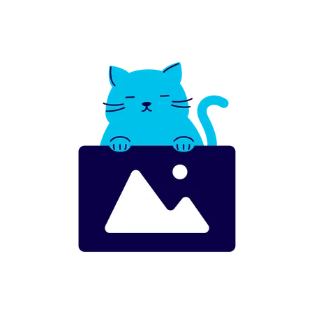 Chat tenant une image vue d'en haut  Illustration