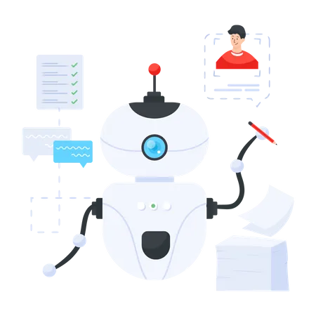 Chatbot completando tareas automatizadas  Ilustración