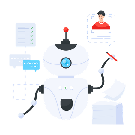 Chatbot completing automated tasks  Illustration