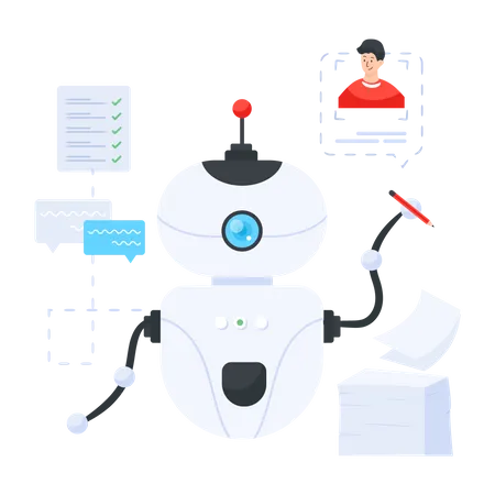 Chatbot completing automated tasks  Illustration