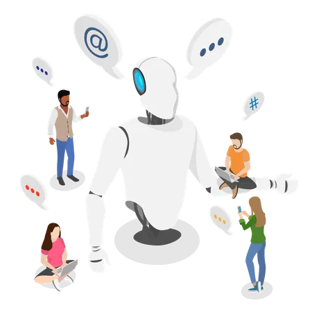 Chatbot Conversation and Digital Assistant  Illustration