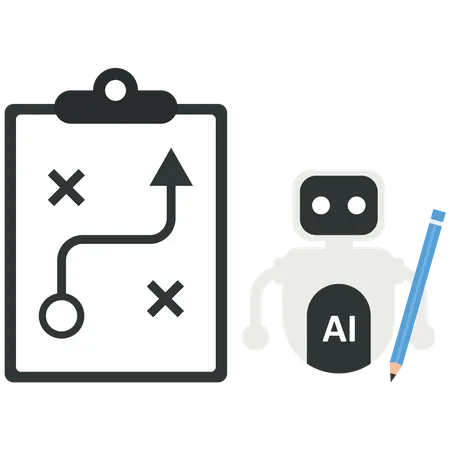 Chatbot d'intelligence artificielle planifiant une stratégie pour des solutions commerciales intelligentes  Illustration