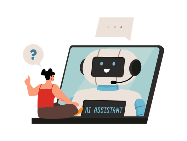 Soporte en línea de atención al cliente mediante chatbot  Ilustración