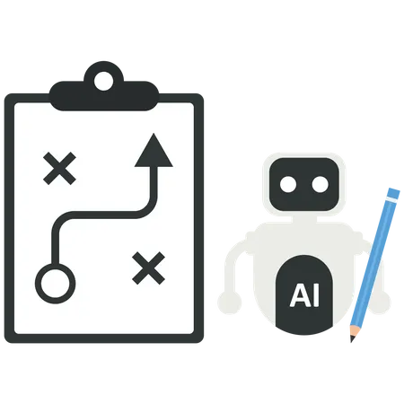 Chatbot de inteligencia artificial que planifica una estrategia para soluciones empresariales inteligentes  Ilustración